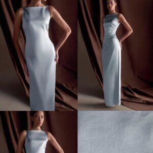 MESHKI SLEEVELESS SATIN MAXI DRESS - FROSTED BLUE